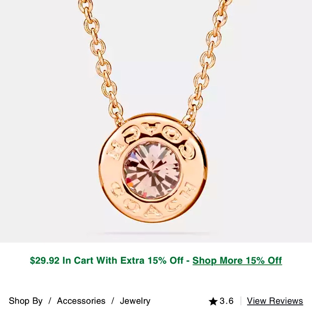 Coach Open Circle Stone Necklace